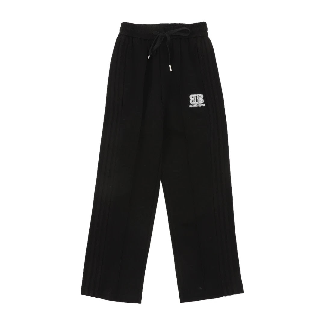 Balenciaga Sweatpants Double B Printed Wide-Leg Straight Sweatpants Long Pants Unisex Pure Cotton