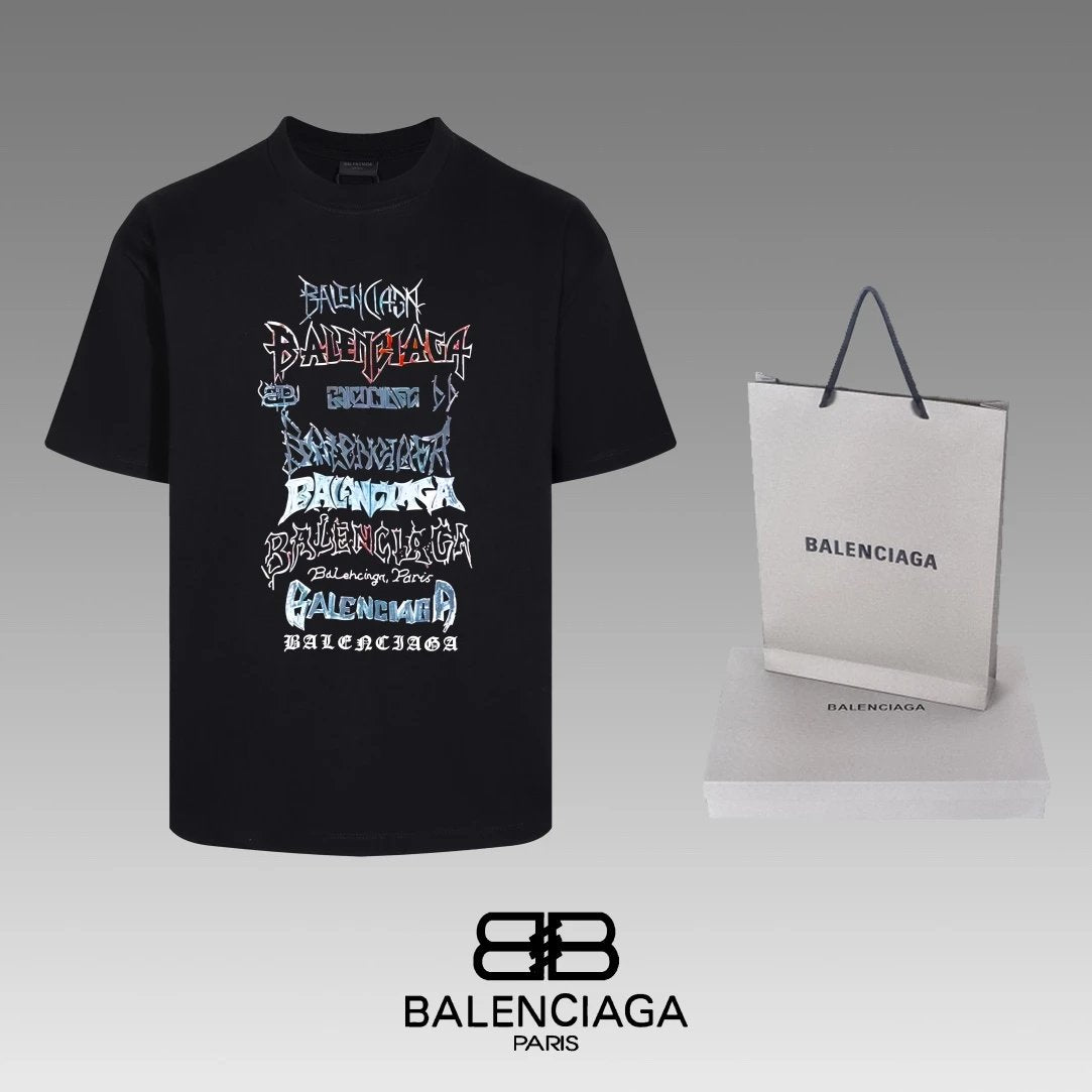 Balenciaga T-shirt Chest Letter Print logo round Neck Short Sleeve25ss New Pure Cotton Unisex Style T T-shirt OS Loose Fit Base Shirt Half Sleeve T-Shirt Top Half Sleeve