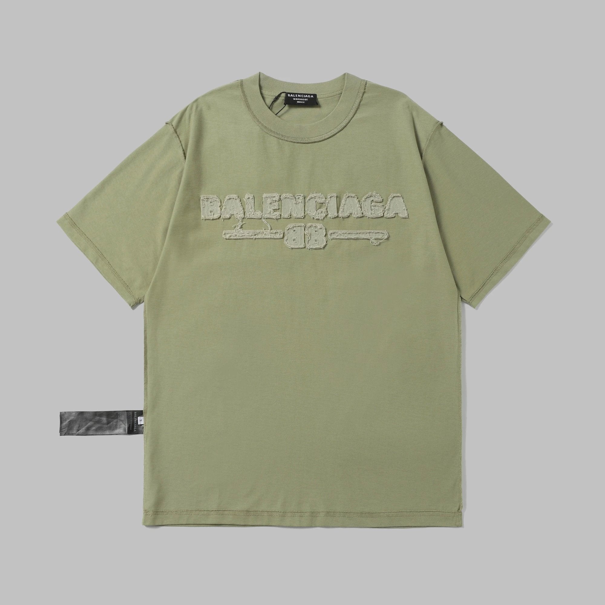 Balenciaga T-shirt Chest Letter Patch Embroidery logo round Neck Short Sleeve25ss New Pure Cotton Unisex Style T T-shirt OS Loose Fit Base Shirt Half Sleeve T-Shirt Top Half Sleeve