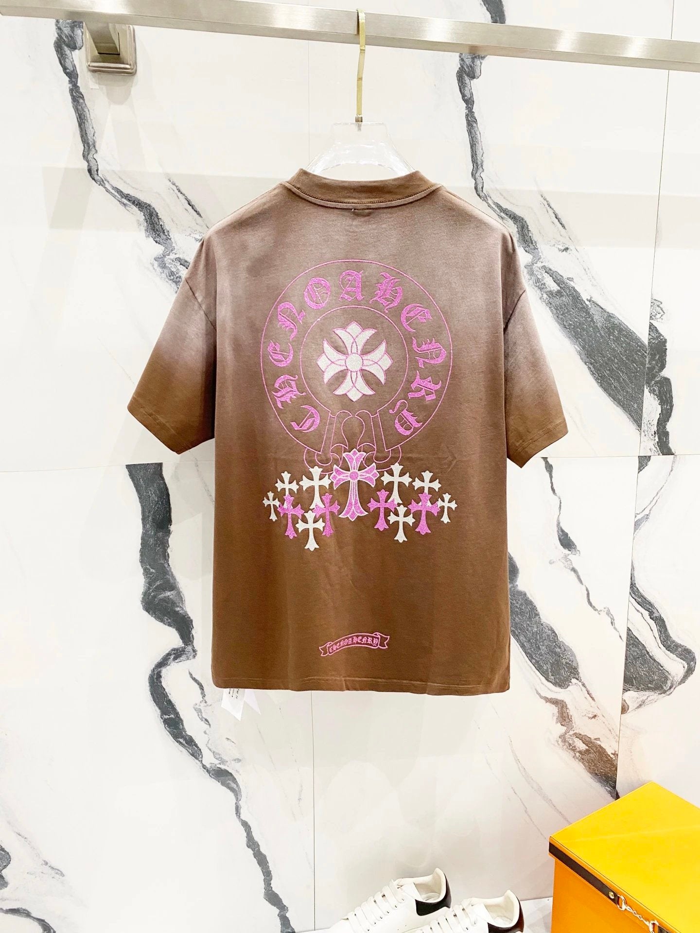 Chrome Hearts T-shirt Gold Stamped Sanskrit Script Print logo round Neck Short Sleeve25ss New Pure Cotton Unisex Style T T-shirt OS Loose Fit Base Shirt Half Sleeve T-Shirt Top Half Sleeve