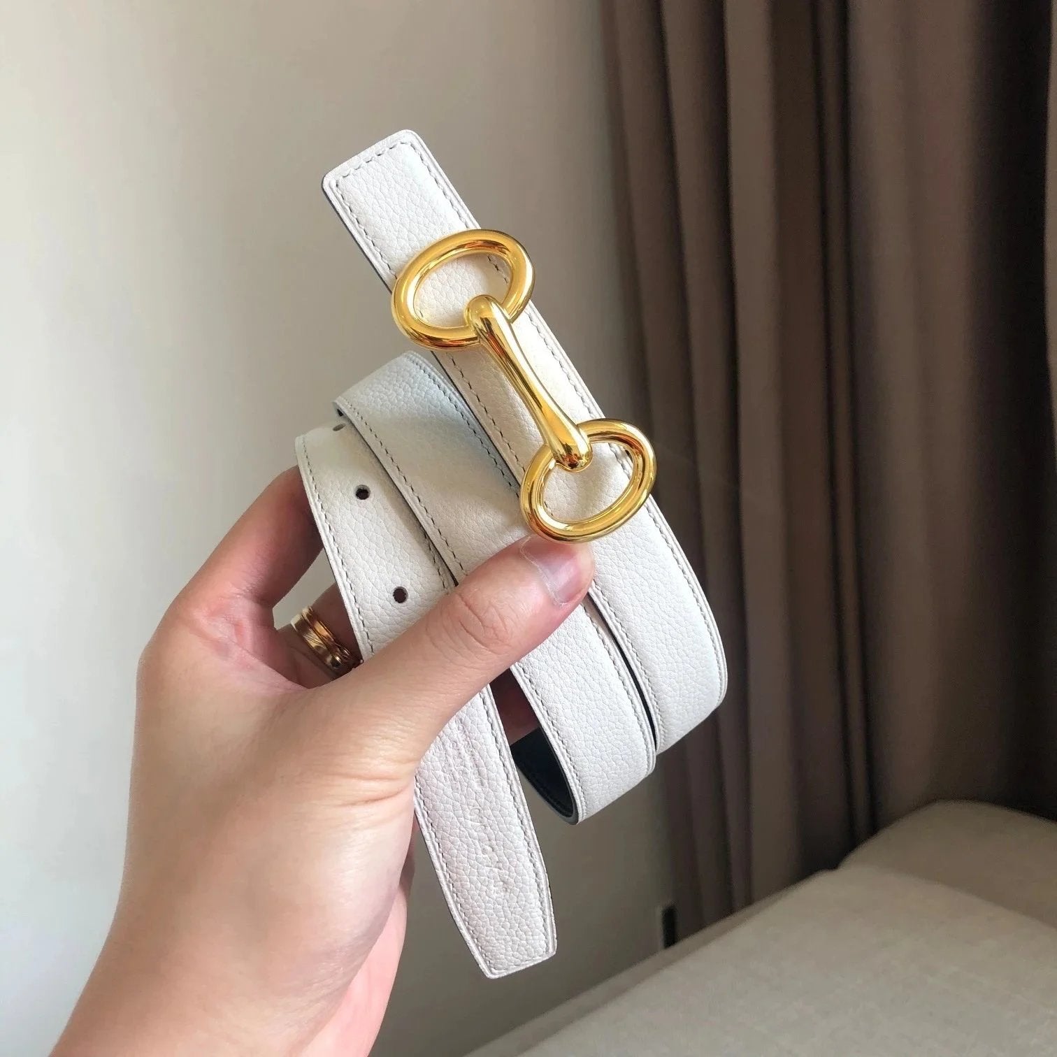 Hermes Belt Top version H Buckle Women's Thin Belt Double-Sided Imported First Layer Calfskin Double-Sided Letters h Buckle Belt Skirt Shaped Accessory Women's Belt2.5Centimeter Wide