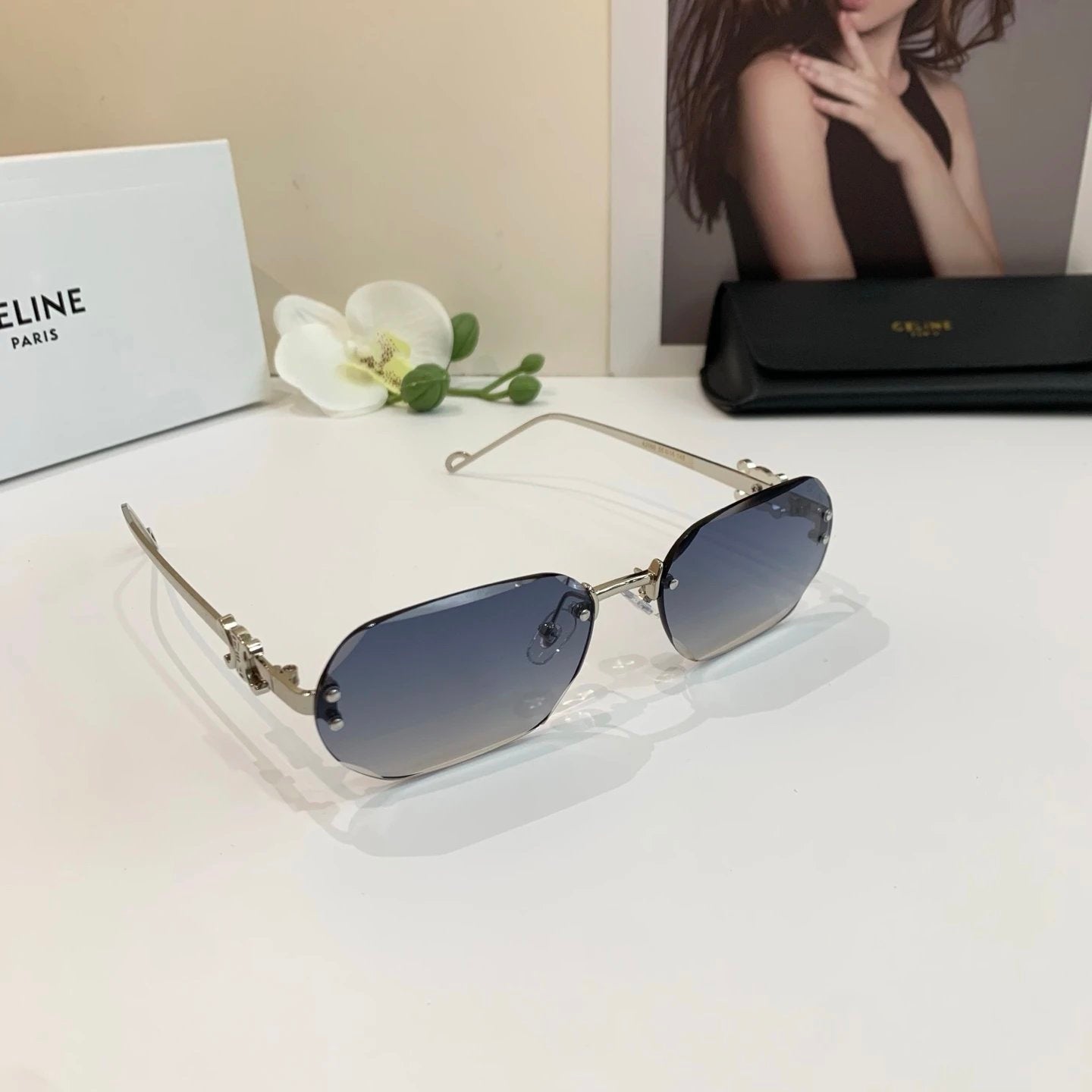 Celine Sunglasses Small Square Frame Sunglasses Slimming No Prescription Driving Beach Fishing Unisex Couple Style UV Protection25ss New Sports Casual Versatile