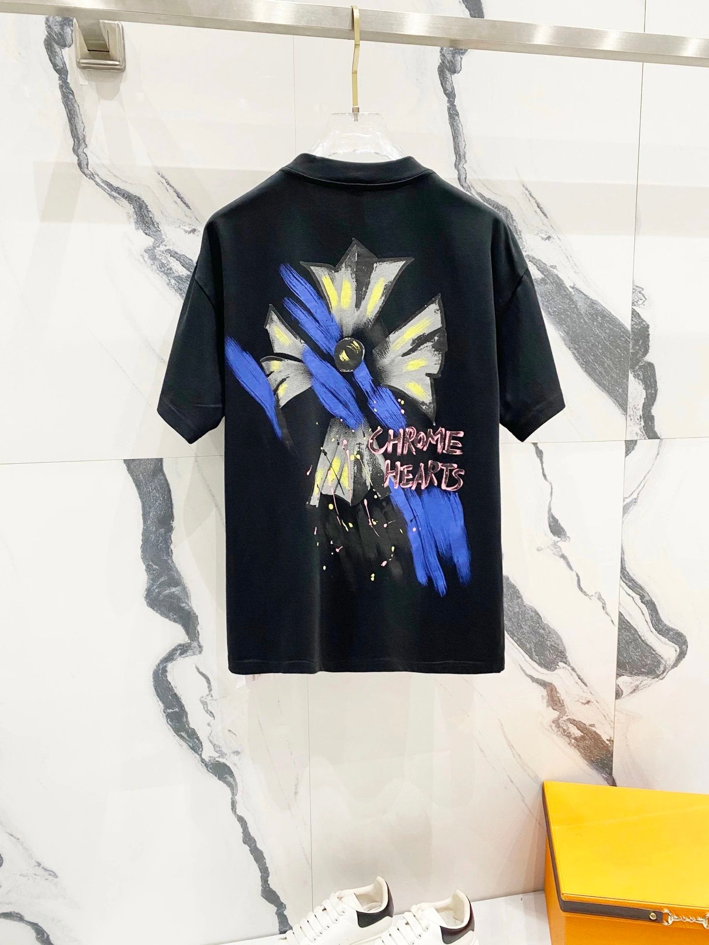 Chrome Hearts T-shirt Front and Back Graffiti Sanskrit Print logo round Neck Short Sleeve25ss New Pure Cotton Unisex Style T Casual T-Shirt Base Layer Shirt OS Loose Fit Half Sleeve Top Plus Size