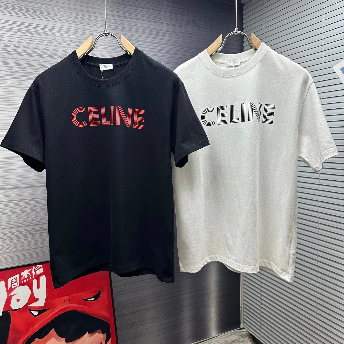 Celine T-shirt Chest Letter Print logo round Neck Short Sleeve25ss New pure cotton T Unisex T-Shirt OS Drop Shoulder Loose Fit Base Shirt Top T-Shirt Short Sleeve