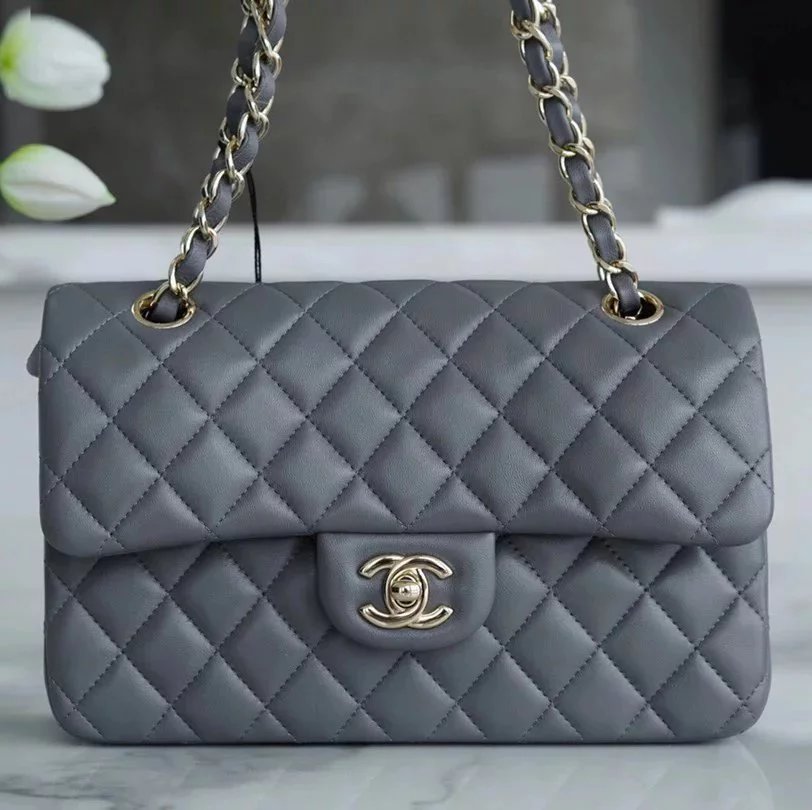 Chanel Women's Bag Top version 【Genuine Goods Leather】CF Original Caviar Ball Grain Cowhide Particles Full Classic CF Small Size23cm Black Gold Black Silver CF Flap Bag Pairs Clog Original Sheepskin Mouth Cover Chain Bag1117CF23cm