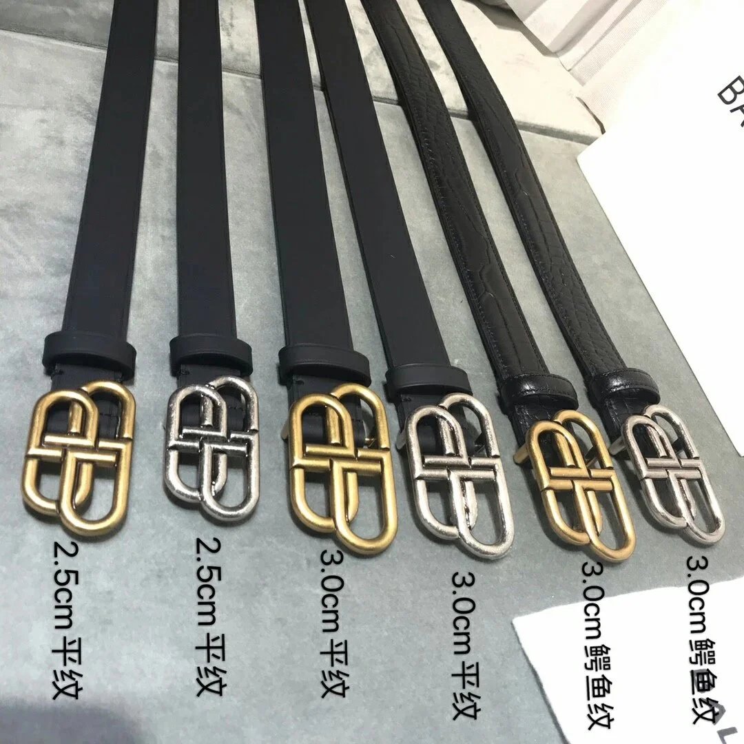 Balenciaga Belt Top version 【Special Offer in Stock】Women's Belt Fashion Retro Belt BB Distressed Men's Belt Buckle