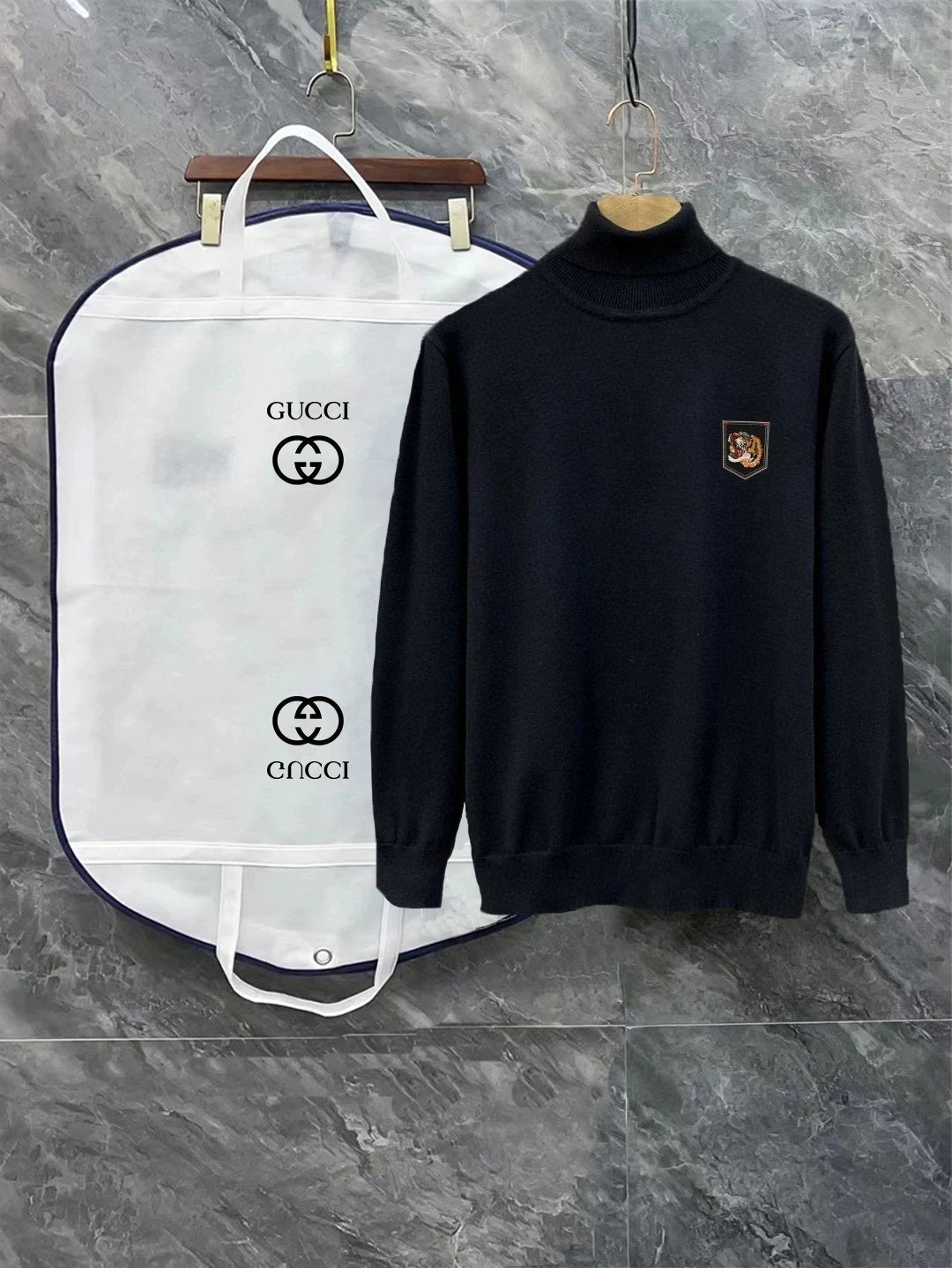 Gucci Sweater Nameplate Tiger logo Turtleneck Sweater Coat Men's and Women's Same Style Outerwear OS Loose Top Long Sleeve Soft Glutinous Idle Style