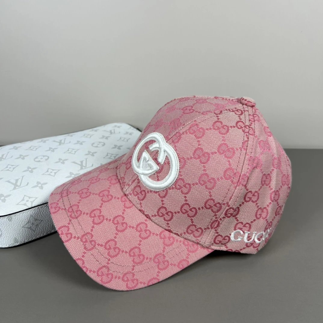 Gucci Hat Full Jacquard Print logo Baseball Cap Sunshade Sun Protection Duckbill Cap Slimming Face Curved Brim Versatile Large Head Circumference Sports Hat Unisex Couple Style