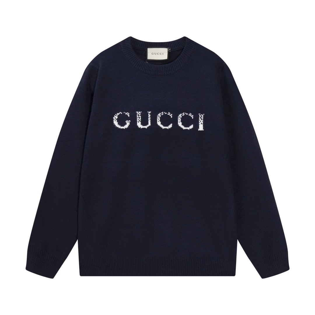 Gucci Sweater Fuzzy Letters logo Wool Sweater Casual Loose round Neck Pullover Sweater os Men's and Women's Inner Sweater24ss Autumn and Winter New Products