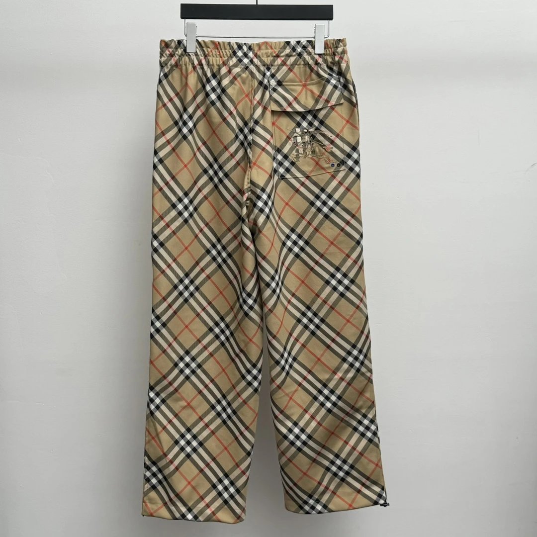 Burberry Sweatpants Plaid Twill Trousers Casual Pants Wide-leg Pants Straight-leg Pants Unisex Long Pants24ss Autumn and Winter New Products