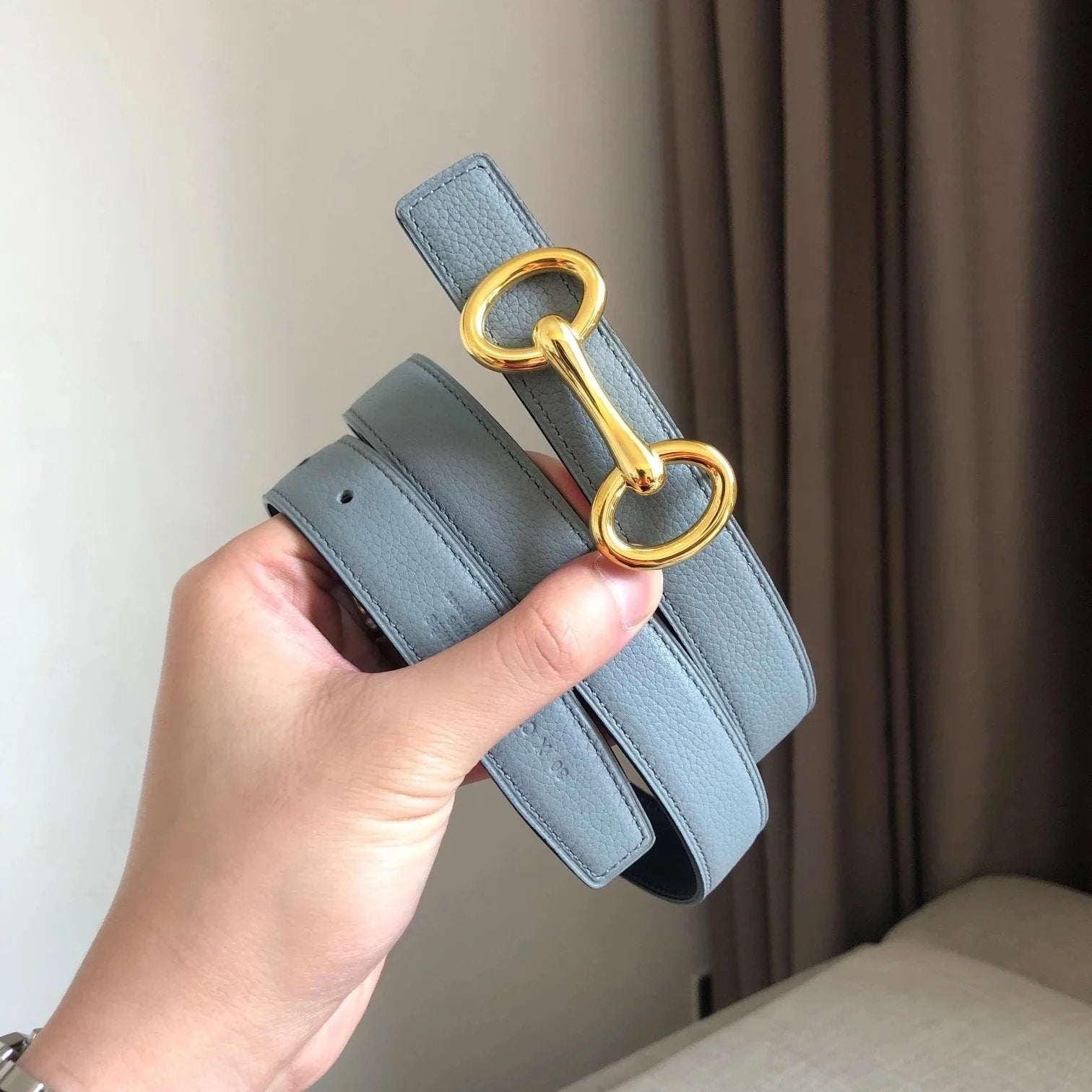 Hermes Belt Top version H Buckle Women's Thin Belt Double-Sided Imported First Layer Calfskin Double-Sided Letters h Buckle Belt Skirt Shaped Accessory Women's Belt2.5Centimeter Wide