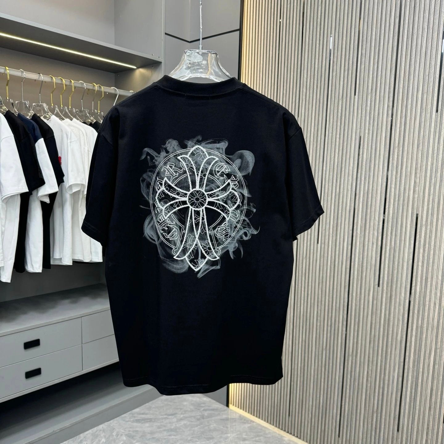 Chrome Hearts T-shirt Back Embroidery logo round Neck Short Sleeve25ss New pure cotton T Unisex T-Shirt OS Loose Fit Base Shirt Top Half Sleeve T-Shirt
