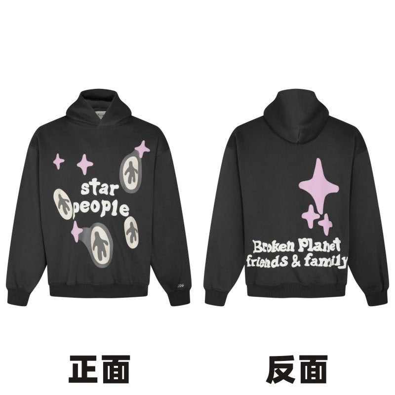 Broken Planet Market Hoodie American Fashion Brand Hip Hop Letters Printing plus Velvet Couple Models All-Match Hoodie-CY