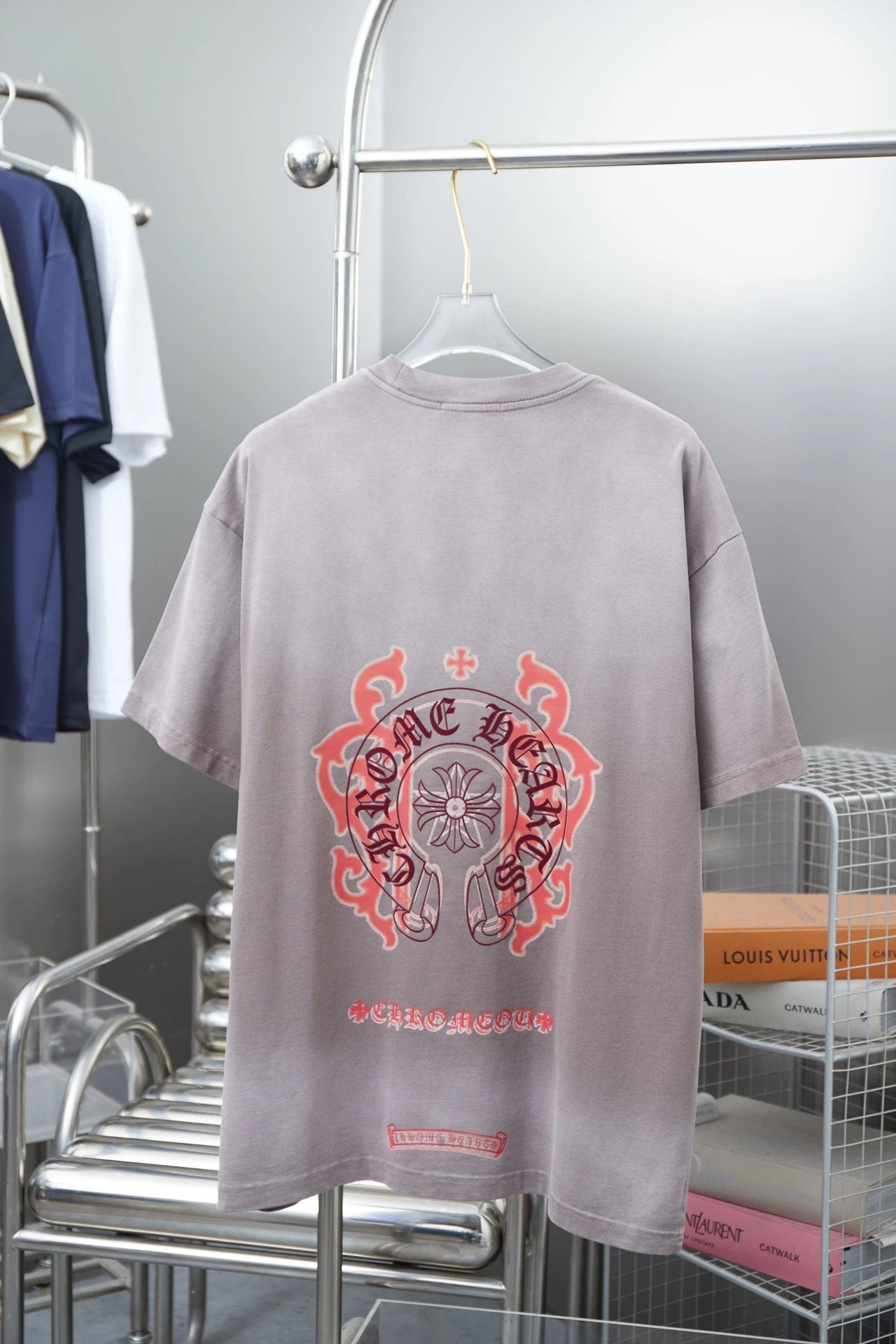 Chrome Hearts T-shirt Sanskrit Script Print logo round Neck Short Sleeve25ss New Pure Cotton Unisex Style T T-shirt OS Loose Fit Base Shirt Half Sleeve T-Shirt Top Half Sleeve