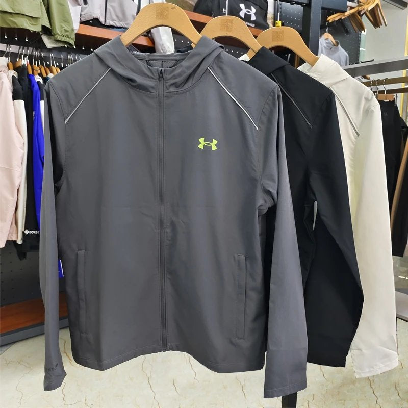 Under Armour Jackets Coats Spring and Autumn Coat Men's Hooded Running Waterproof Quick-Drying Sports Jacket