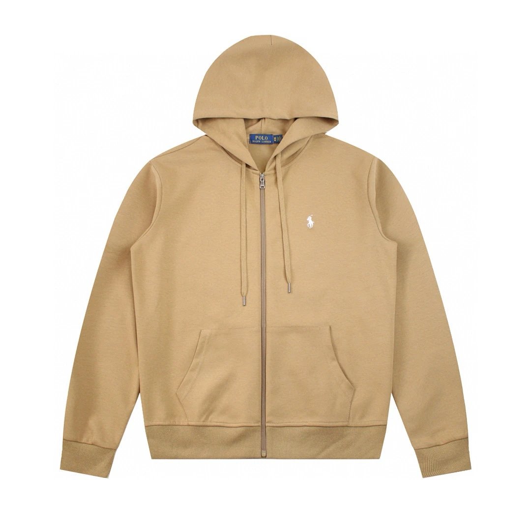 Ralph Lauren Hoodie Top Version Counter Same Style Heavy New Casual Zipper Cardigan Hoodie All-Match Loose Hoodie Trendy Pure Cotton