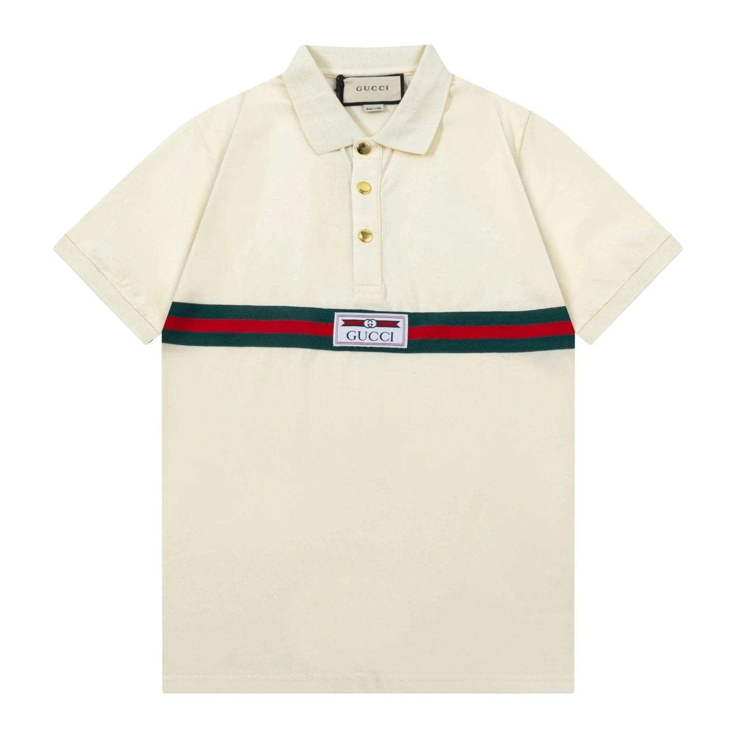 Gucci T-shirt Chest Letter Woven Tape Metal Button and Letter Embroidery logoPOLO Short Sleeve Turn-down Collar Shirt Unisex Summer Loose Fit T Business Commuter Short Sleeve Shirt Plus Size