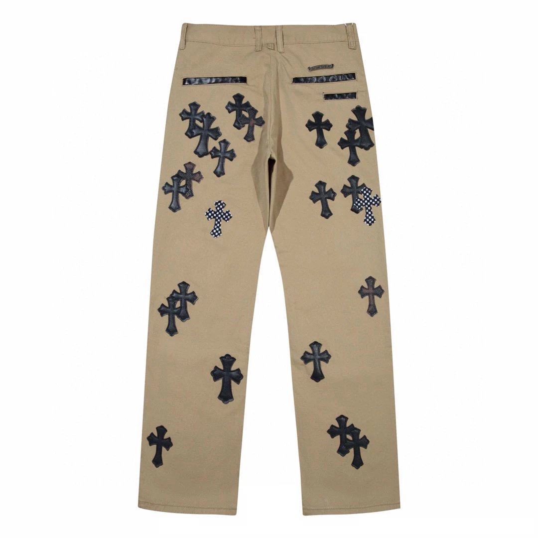 Chrome Hearts Jeans Top Version Counter Same Style Heavy Straight Stretch-Free Loose Blue Jeans Baita Casual Trousers for Men
