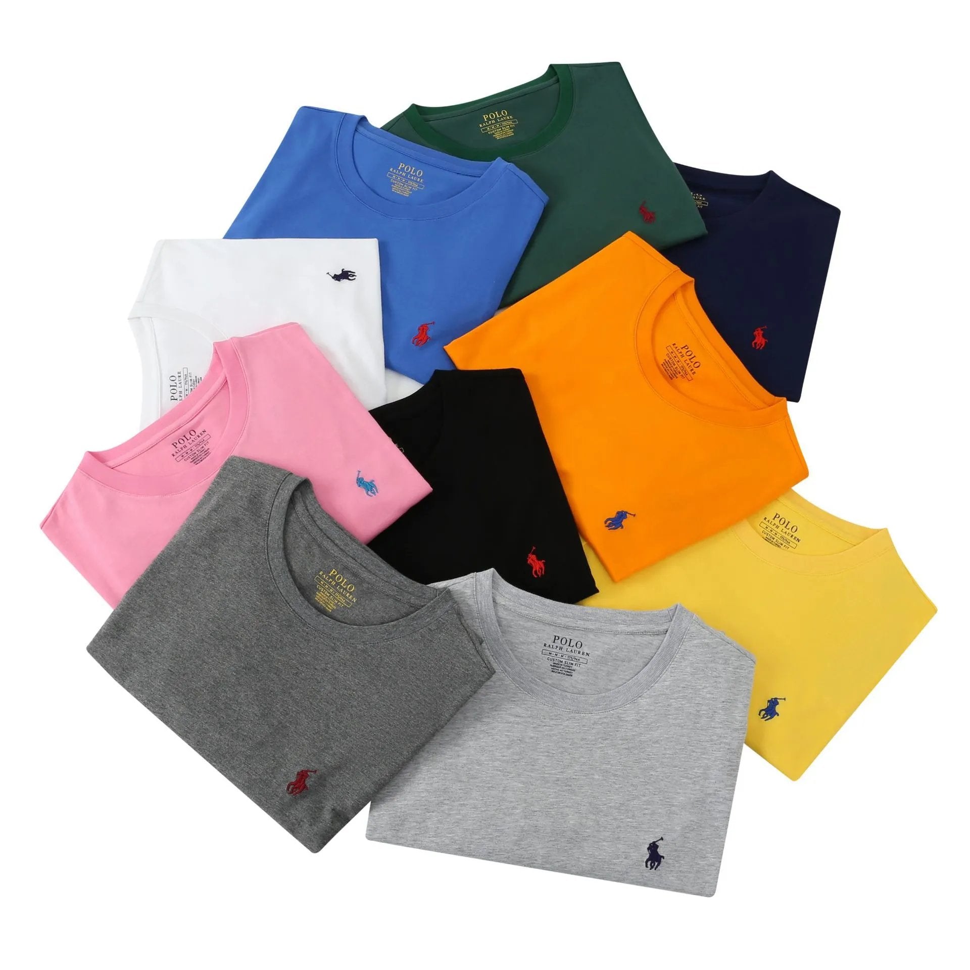 Ralph Lauren T-shirt D77Summer New Cotton round Neck Short Sleeve Men T T-shirt Solid Color Casual Fashion Half Sleeve Bottoming Shirt-CY