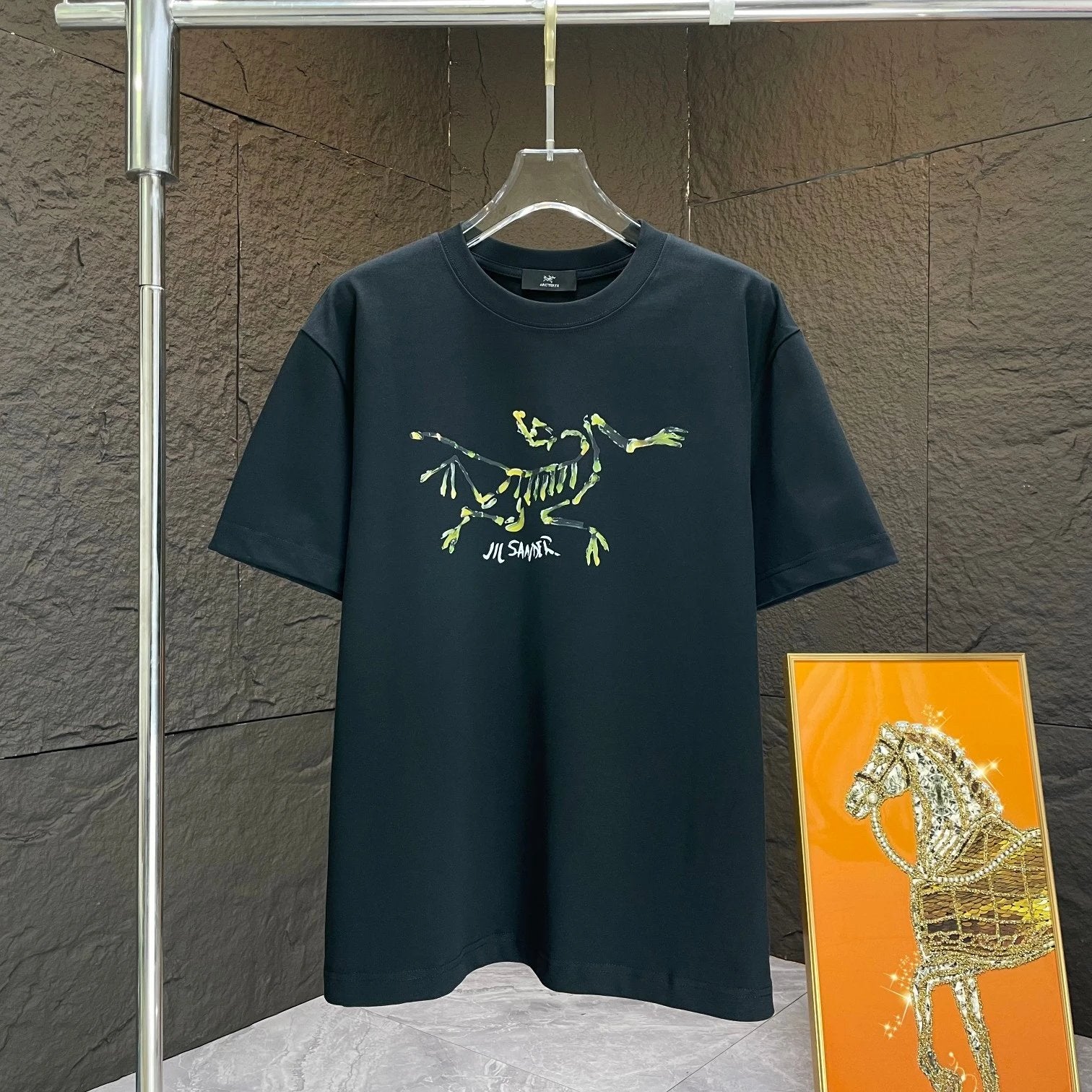 Arc'teryx T-shirt Chest Skeleton Print logo round Neck Short Sleeve25ss New pure cotton T Unisex T-Shirt OS Drop Shoulder Loose Fit Base Shirt Top T-Shirt Short Sleeve