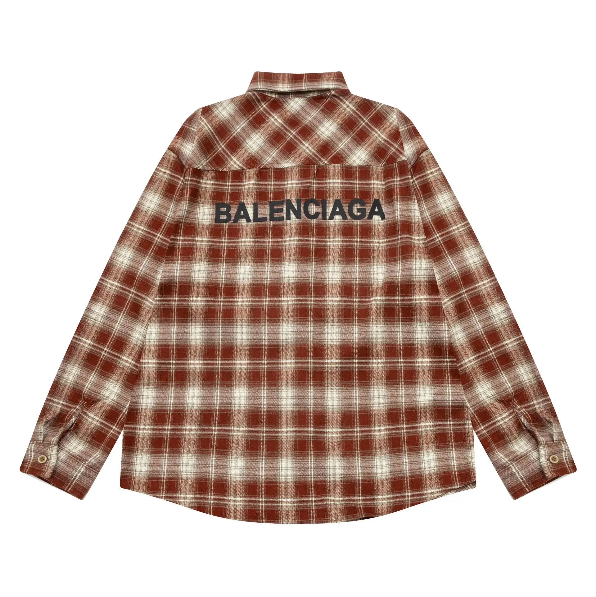 Balenciaga Shirt Brushed fleece with a large back logo Long Sleeve Shirt Inner and Outer Wear Unisex Vintage Jacket