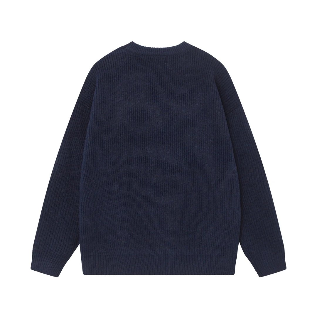 Celine Sweater Letter Embroidery Round Neck Pullover Drop Shoulder Long Sleeve Round Neck Sweater Thickened Lazy Style OS Loose Fit Unisex Knit Top Jacket Versatile Casual Wearable Inside and Outside