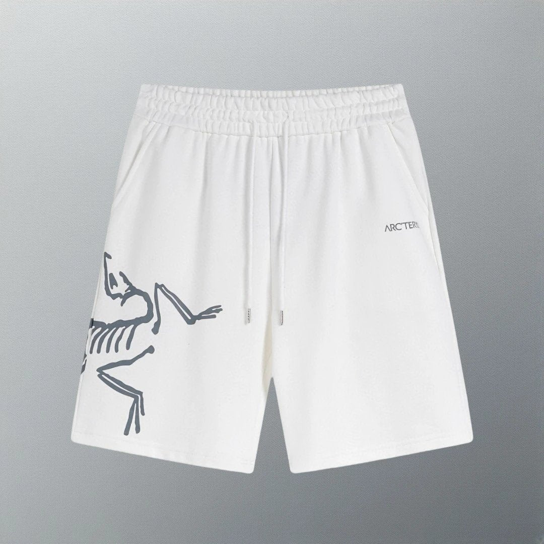 Arc'teryx Shorts Classic Large Frame Logo Creative Print Shorts Five-Point Shorts25ss New Heavy Drawstring American Style Casual Summer Pants5Two-in-One Casual Sweatpants for Men and Women, Pure Cotton Joggers