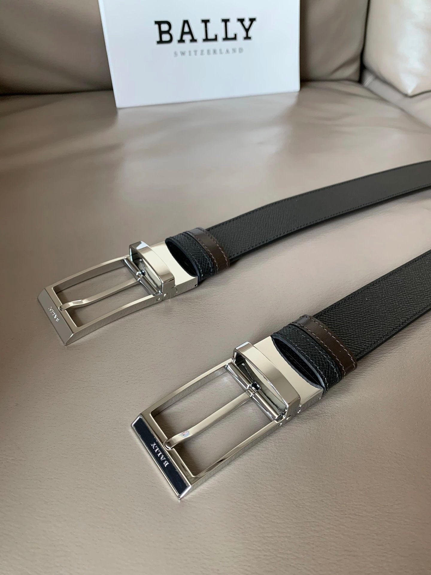 Bally Belt Top version Original Single Belt Counter New Men's Double-Sided Casual Business Belt Wide3.4cm Double-Sided Head Layer Cowhide Belt First Layer Cow Leather Belt Men and Women Business Casual Belt Belt Men's Leather Belt