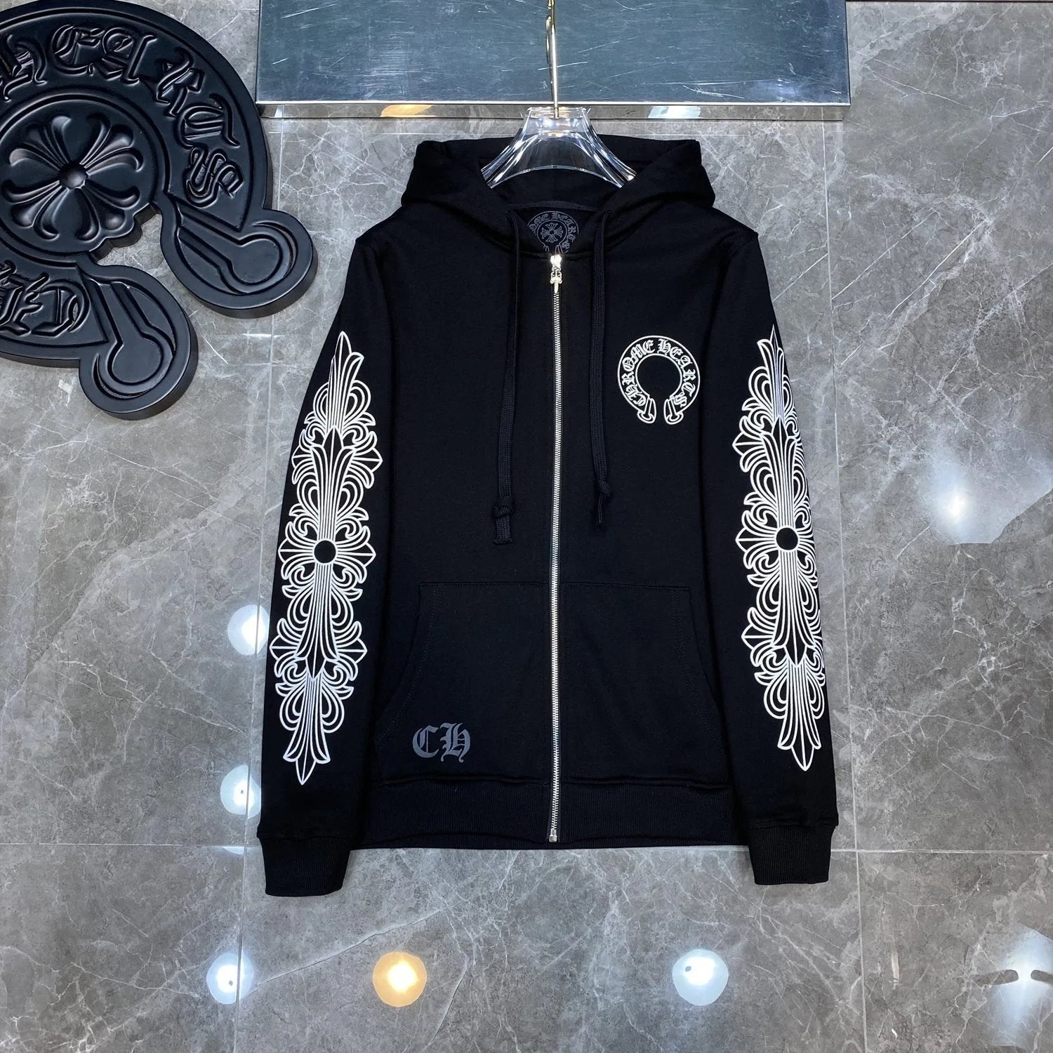 Chrome Hearts Hoodie Cross Hooded Sweater Loose Men's and Women's Zipper Hoodie