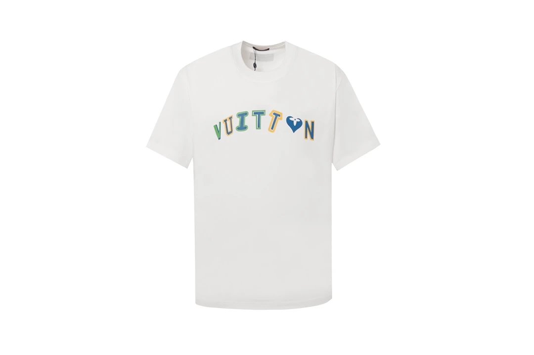 Louis Vuitton LV T-shirt Digital Printing logo Round neck short-sleeve pure cotton T Unisex T-Shirt OS Loose Fit Base Shirt Summer New Casual Simple T-Shirt