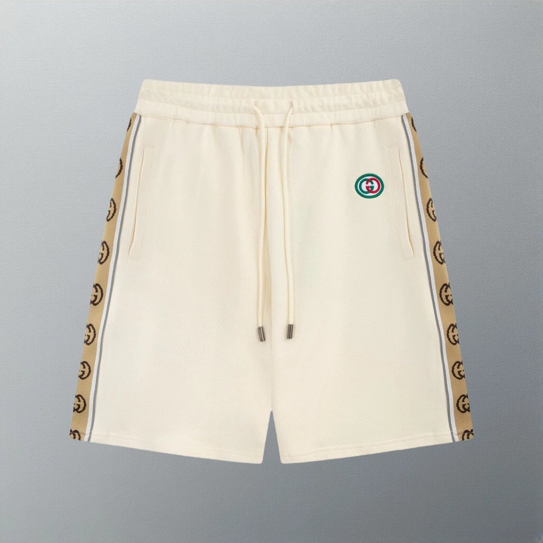 Gucci Shorts 3M Reflective Webbing Patchwork Embroidery Double G Letters logo Five-point Shorts25ss New Heavy Drawstring American Style Casual Summer Pants5Two-in-One Casual Sweatpants for Men and Women