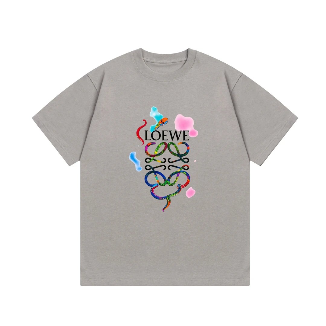 LOEWE T-shirt Year of the Snake Limited Edition Letter Print Logo round Neck Short Sleeve25ss New Pure Cotton Unisex Style T T-shirt OS Loose Fit Base Shirt Short Sleeve Top T-Shirt