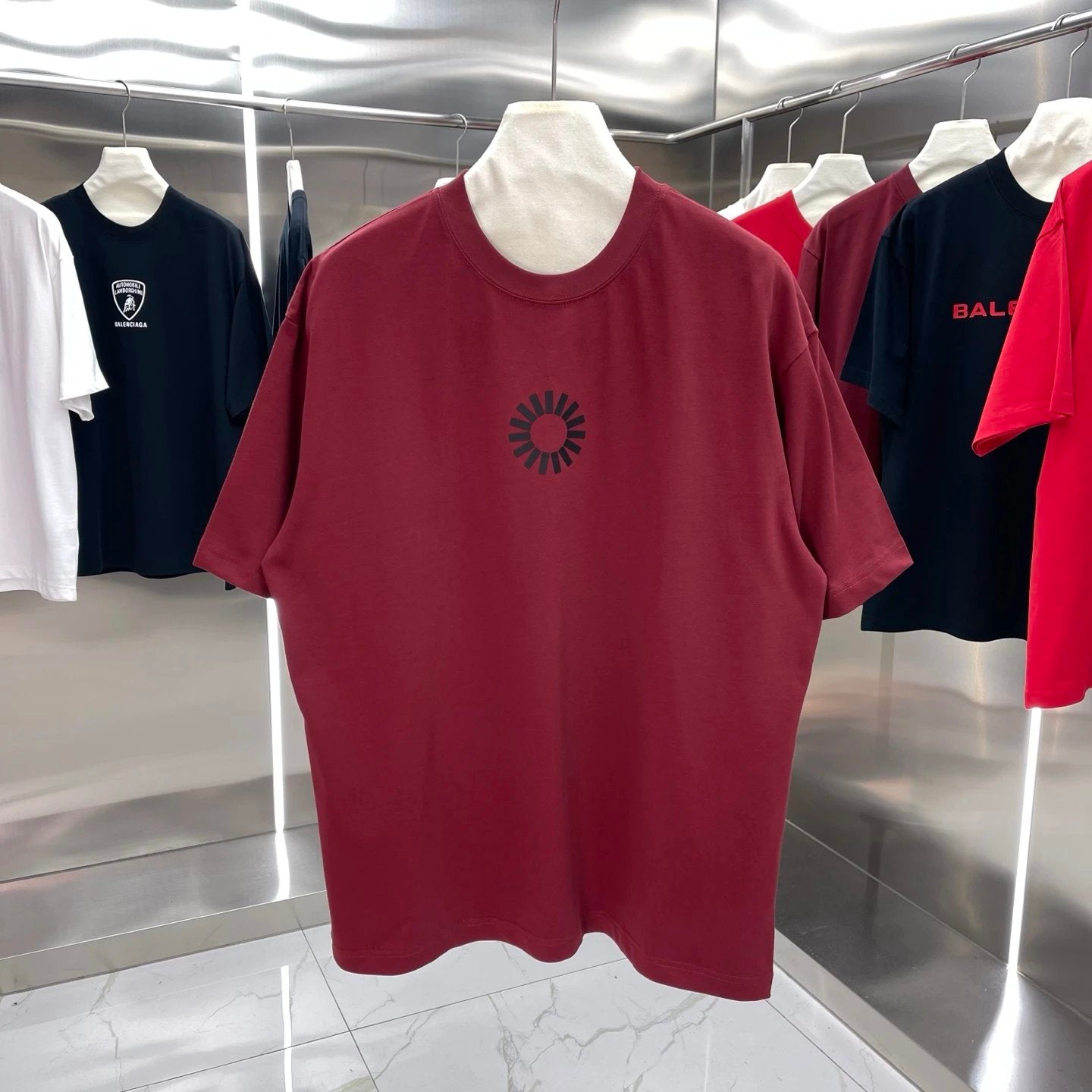 Balenciaga T-shirt 3D Silicone Back Cover logo round Neck Short Sleeve25ss New Pure Cotton Unisex Style T T-shirt OS Loose Fit Base Shirt Top Half Sleeve T-Shirt