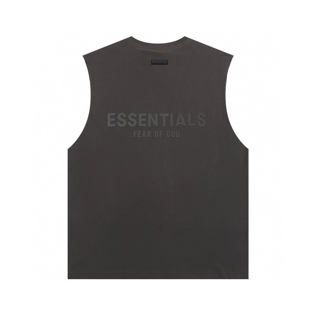 ESSENTIALS T-shirt Top Version American Couple20Double Line Letter Silicone Vest Bottoming Shirt Fashion