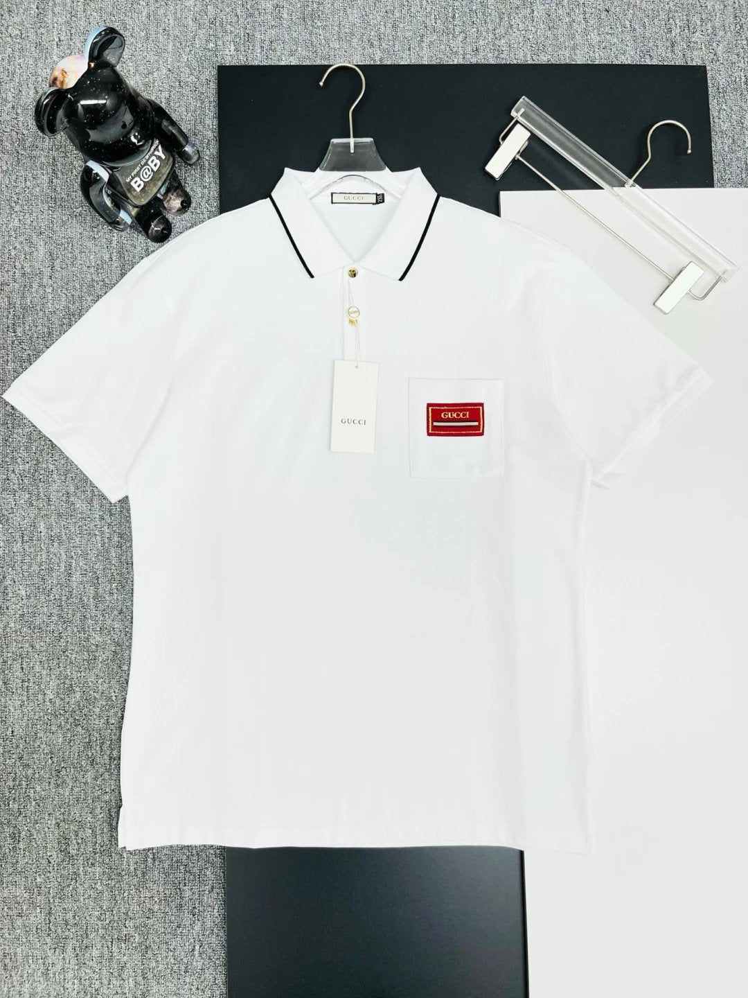 Gucci T-shirt Chest Pocket Embroidery logoPOLO Short Sleeve Turn-down Collar Shirt Unisex Summer Loose Fit T Business Commuter Short Sleeve Shirt Plus Size