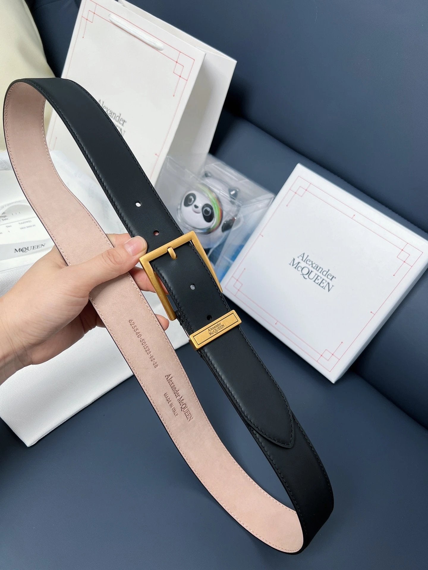 McQueen Belt Top version Original Order Surrogate Shopping Grade Men's Leather Belt Belt Italy Imported First Layer Calfskin with Frosted Bottom,with Vacuum Electroplating Antique Copper Pin Buckle,Official Website New