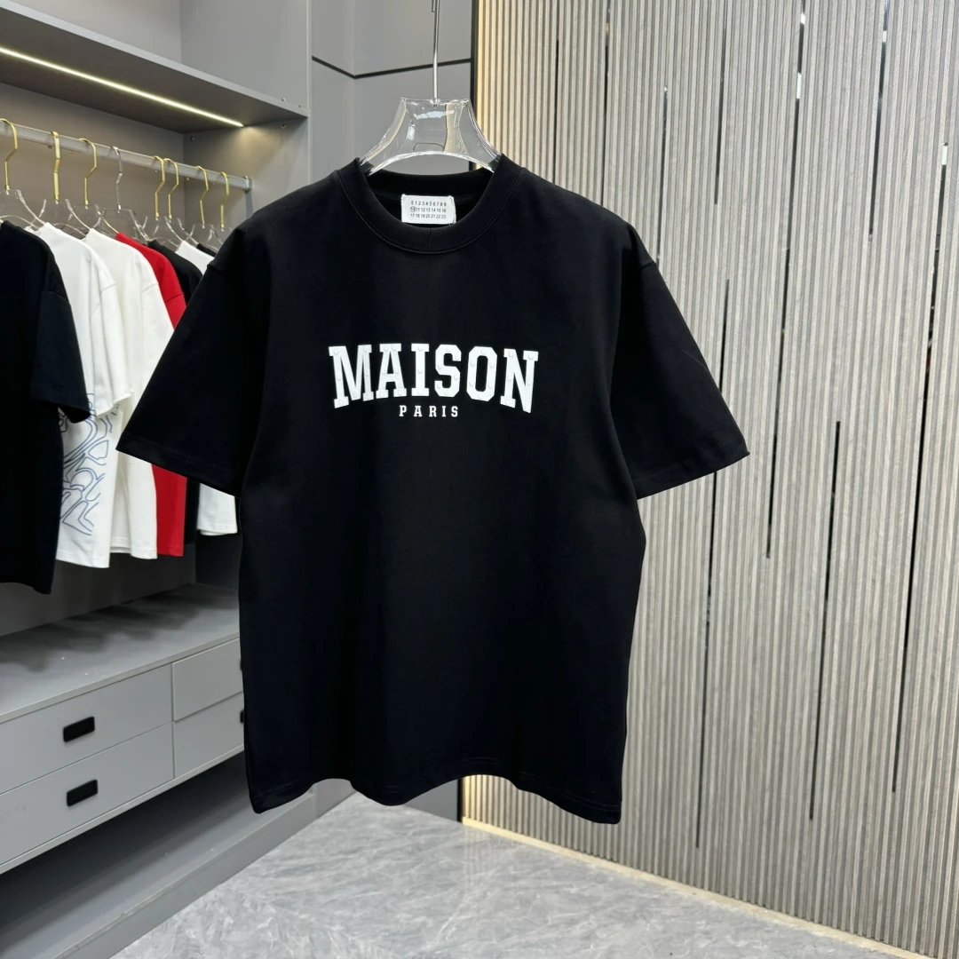 Maison Margiela T-shirt 3D Silicone Chest Craft logo round Neck Short Sleeve25ss New Pure Cotton Unisex Style T Casual T-Shirt Base Layer Shirt OS Loose Fit Half Sleeve Top Plus Size