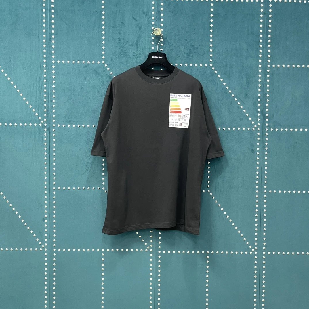 Balenciaga T-shirt Energy Consumption Refrigerator Magnet on Chest logo round Neck Short Sleeve25ss New Pure Cotton Unisex Style T T-shirt OS Loose Fit Base Shirt Top Half Sleeve T-Shirt