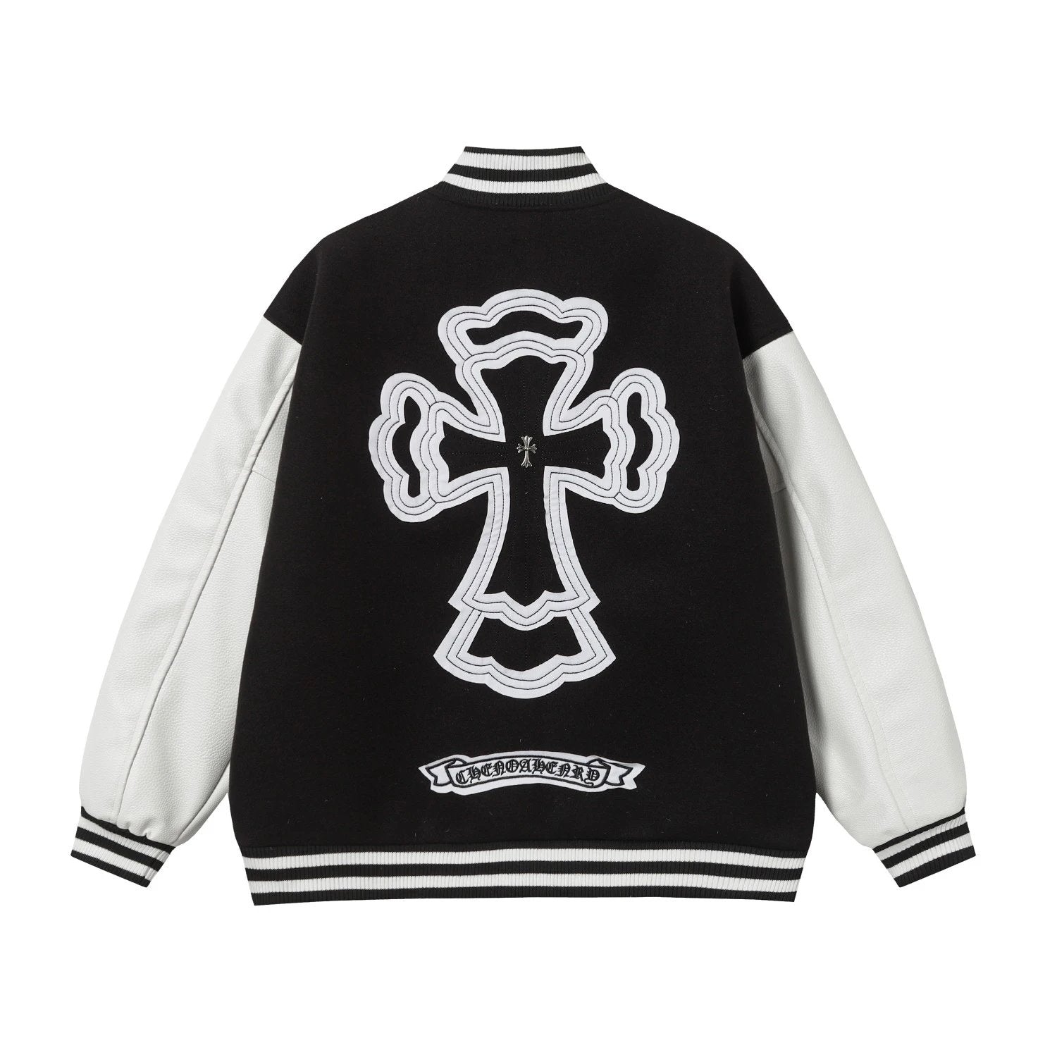 Chrome Hearts Jackets 2024ss Model Style Baseball Uniform Jacket Black and White Contrast Color Short Coat Towel Embroidery American Letters Men and Women Street Quilted