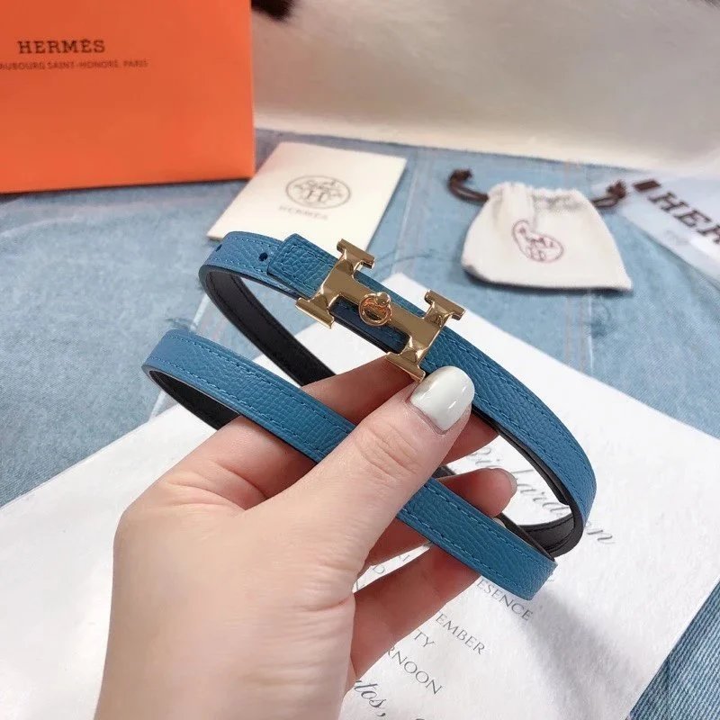 Hermes Belt Top version 1.3cm Women's Belt Wide Genuine Leather Double-Sided Belt Italy Imported First Layer Cowhide Leather Pure Original Leather Pure Steel Buckle h Home Pant Belt