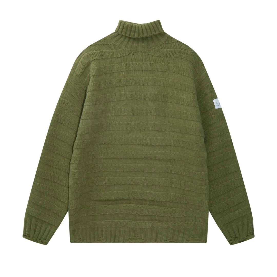 Maison Margiela Sweater 3D Knitted Turtleneck Distressed Sweater Casual Loose Fit Versatile Pullover Knitwear os Unisex Inner Layer Design24ss Autumn and Winter New Products