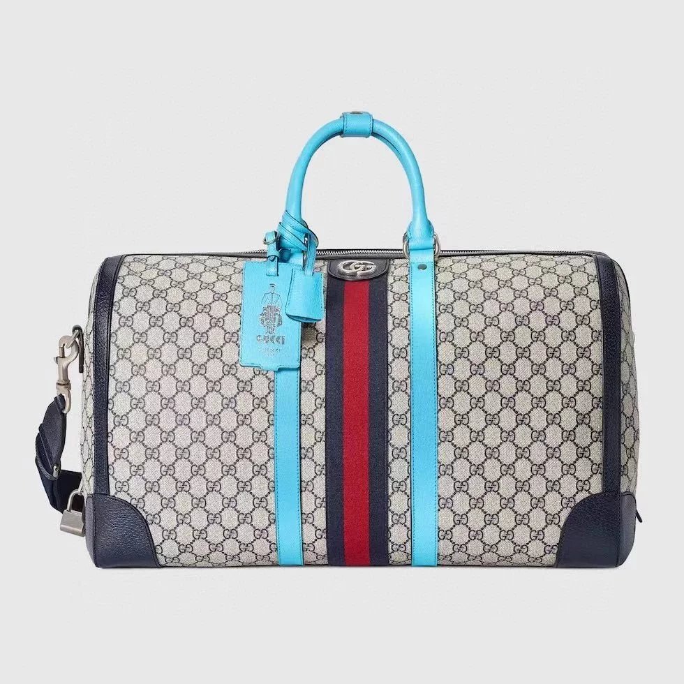 Gucci Tote Bag/Briefcase/Travel Bag Top version 【Super Original Leather】New Travel Bag Savoy Series Large Travel Bag Savoy Series Launches New Design Travel Bag Beige and Orange Women's Bag Men's and Women's Bags Travel Bag Sports Bag724612