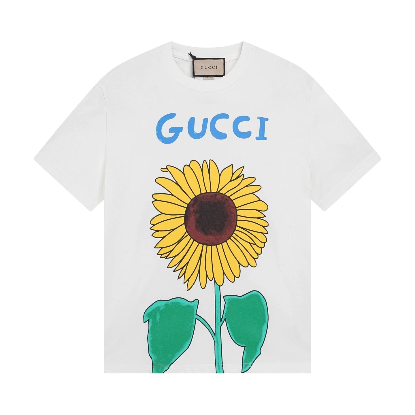 Gucci T-shirt Sunflower Print on the Chest logo round Neck Short Sleeve25ss New pure cotton T Unisex T-Shirt OS Drop Shoulder Loose Fit Base Shirt Top T-Shirt Short Sleeve