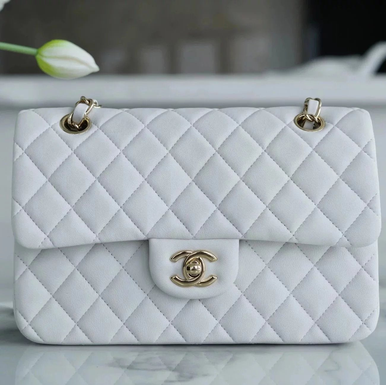 Chanel Women's Bag Top version 【Genuine Goods Leather】CF Original Caviar Ball Grain Cowhide Particles Full Classic CF Small Size23cm Black Gold Black Silver CF Flap Bag Pairs Clog Original Sheepskin Mouth Cover Chain Bag1117CF23cm