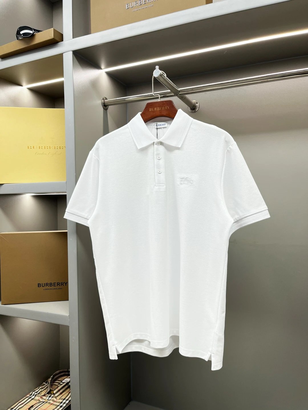 Burberry T-shirt Micro-label Embroidered Piqué Cotton POLO Shirt Lapel Short Sleeve25ss New Unisex Short Sleeve OS Loose T Business Half Sleeve Shirt Plus Size T-Shirt