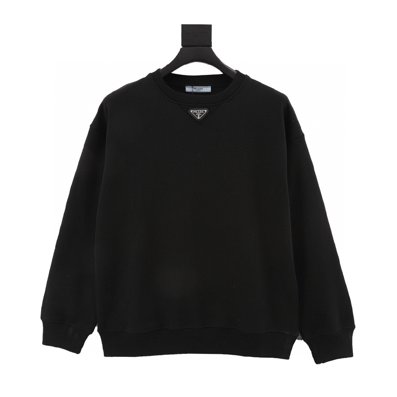 PRADA Hoodie Neckline Triangle Mark Inlaid round Neck Sweater for Men and Women