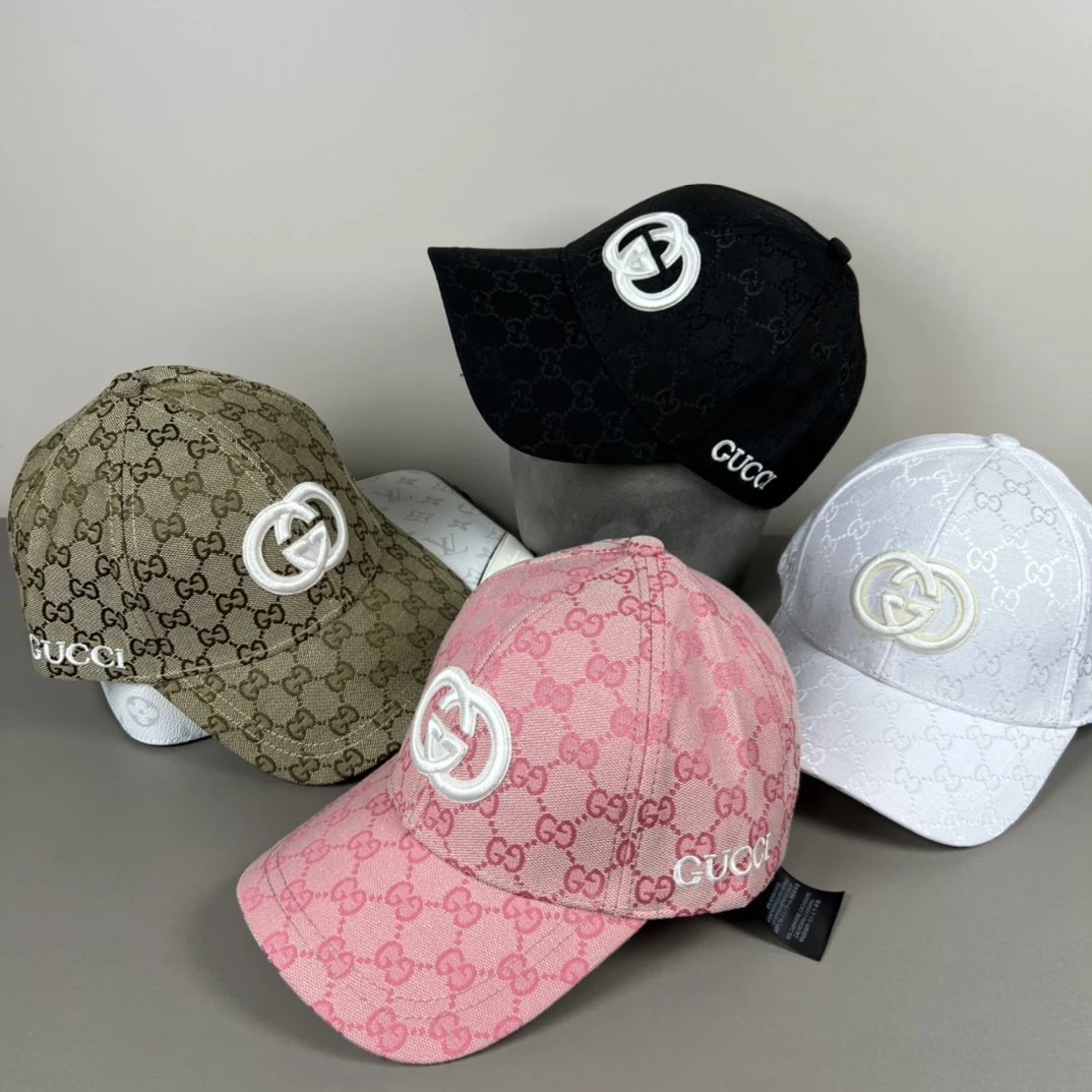 Gucci Hat Full Jacquard Print logo Baseball Cap Sunshade Sun Protection Duckbill Cap Slimming Face Curved Brim Versatile Large Head Circumference Sports Hat Unisex Couple Style