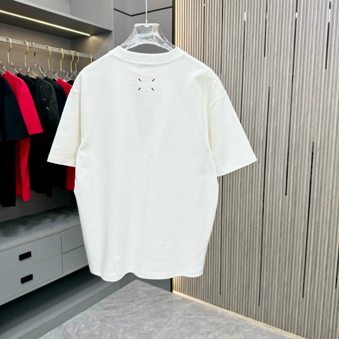 Maison Margiela T-shirt Digital Embroidery logo round Neck Short Sleeve25ss New pure cotton T Unisex T-Shirt OS Drop Shoulder Loose Fit Base Shirt Top T-Shirt Short Sleeve