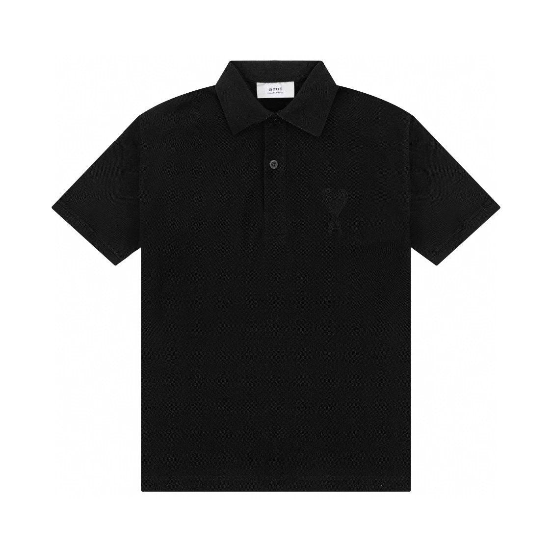 Ami T-shirt Top Correct Version22ss Small Heart Embroidery Men's and Women's Basic Pure Cotton POLO Shirt Couple Collar New Short Sleeve T T-shirt