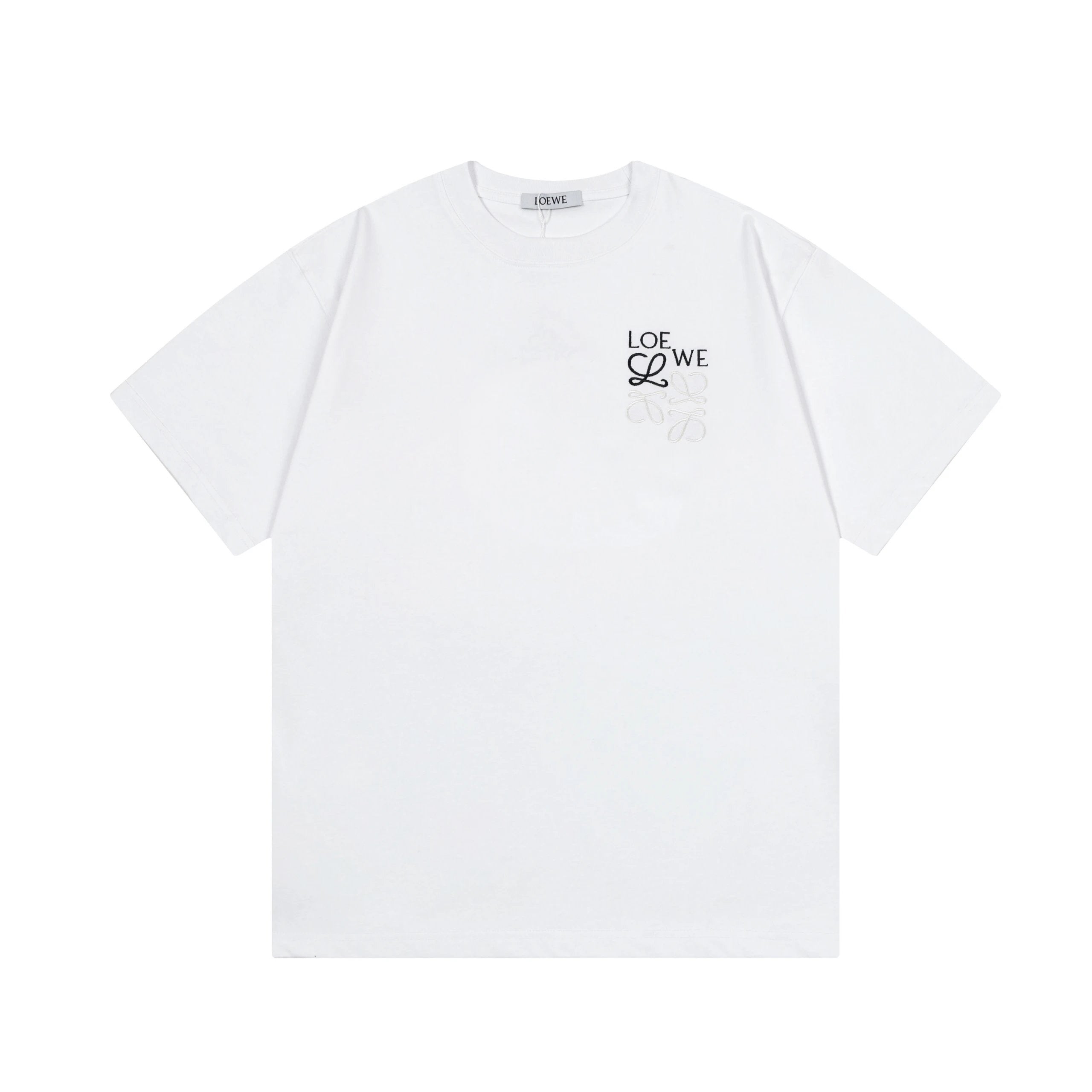 LOEWE T-shirt Two-Tone Small Letter Embroidery on Chest logo round Neck Short Sleeve25ss New Pure Cotton Unisex Style T T-shirt OS Loose Fit Base Shirt Half Sleeve T-Shirt Top Half Sleeve